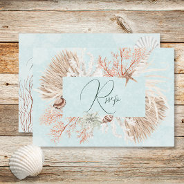 Cartão RSVP Casamento de Código QR para Conchas do Oceano Aqua