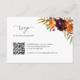 Cartão RSVP Casamento de Código QR Rustico Russo Laranja Queim