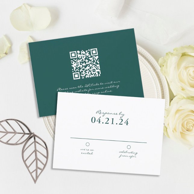 Cartão RSVP Casamento de Código QR Simples Escuro Escuro (Criador carregado)