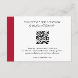 Cartão RSVP Casamento de Código QR Vermelho Elegante Moderno M