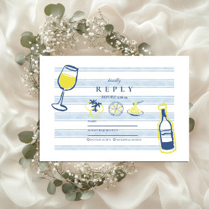 Cartão RSVP Casamento de Comida Italiano Desenhado à Mão