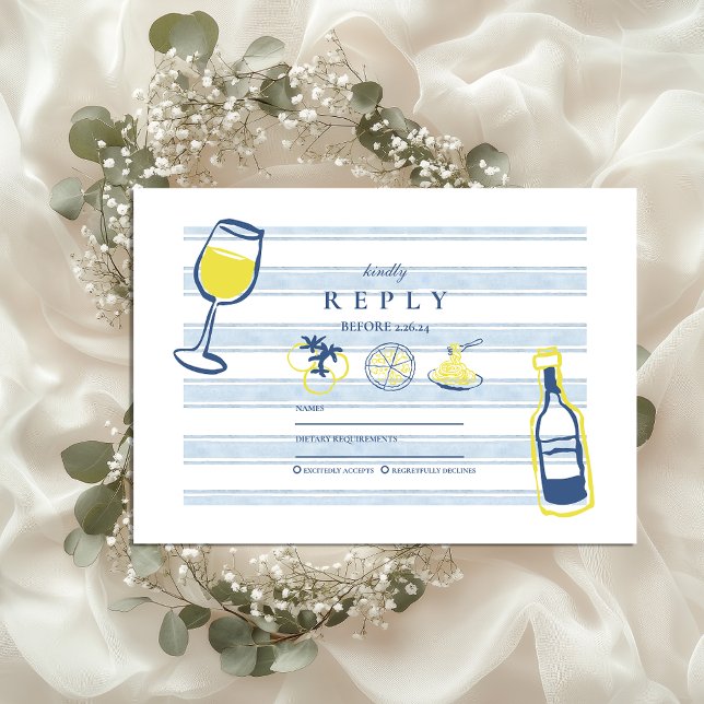 Cartão RSVP Casamento de Comida Italiano Desenhado à Mão (Criador carregado)