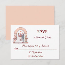 Cartão RSVP Casamento de Conto de Fadas Art Déco