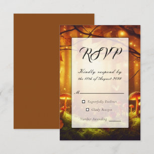 Cartão RSVP Casamento de Conto de Fadas na Floresta Mágica de