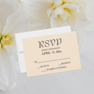 Cartão RSVP Casamento de Cor de Champanhe Estilo Simples