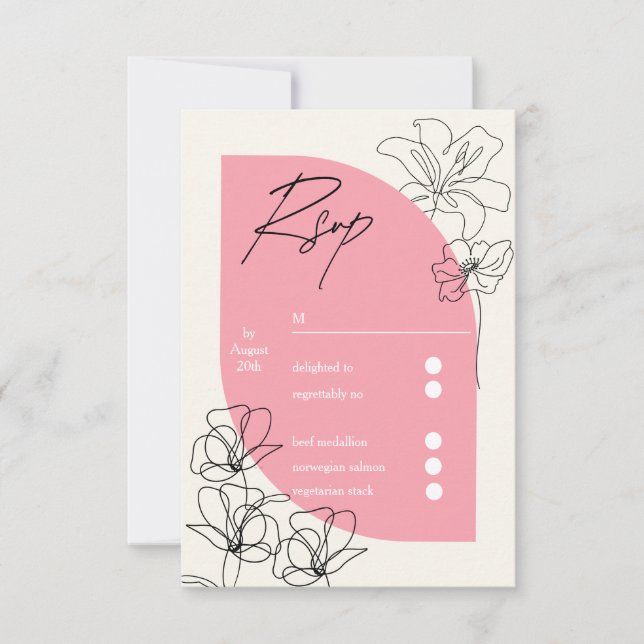Cartão RSVP Casamento de cor-de-rosa e creme pastel elegante (Frente)