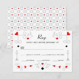 Cartão RSVP Casamento de Corações e Diamantes de Vegas