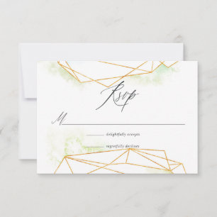 Cartão RSVP Casamento de Cristal Geométrico por Aquarela
