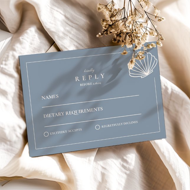 Cartão RSVP Casamento de Desenho de Mão Náutica (Criador carregado)