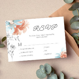 Cartão RSVP Casamento de desenho elegante floral moderno