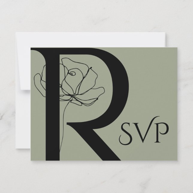 Cartão RSVP Casamento de Desenho Floral Verde da Modern Sage (Verso)