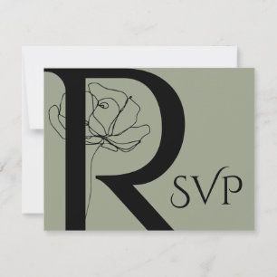 Cartão RSVP Casamento de Desenho Floral Verde da Modern Sage