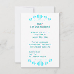 Cartão RSVP Casamento de Design Corações Azuis