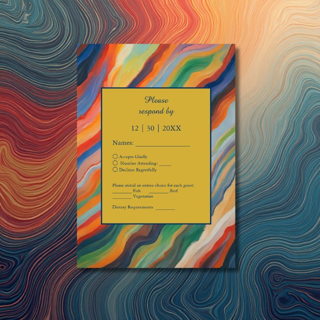 Cartão RSVP casamento de destino africano abstrato marble (Criador carregado)