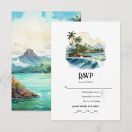 Cartão RSVP Casamento de destino aquarela no Havaí