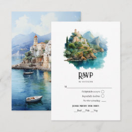 Cartão RSVP Casamento de destino Costa Amalfi Itália aquarela