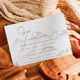 Cartão RSVP Casamento de destino da montanha Russo Boho Colora