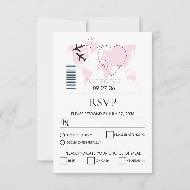 Cartão RSVP Casamento de Destino de Embarque (Frente)