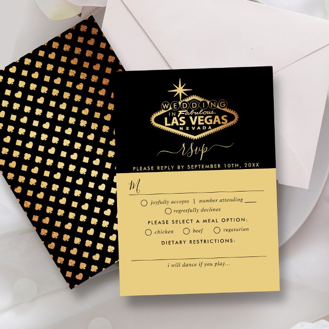 Cartão RSVP Casamento de Destino de Las Vegas (Criador carregado)