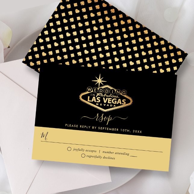 Cartão RSVP Casamento de Destino de Las Vegas (Criador carregado)