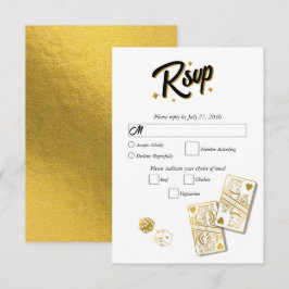 Cartão RSVP Casamento de Destino de Las Vegas Dourado