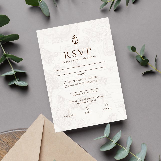 Cartão RSVP Casamento de Destino de viagem Cruise (Criador carregado)