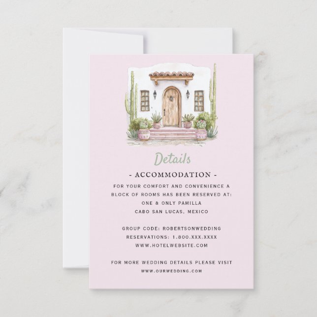 Cartão RSVP Casamento de Destino do México | Detalhes (Frente)