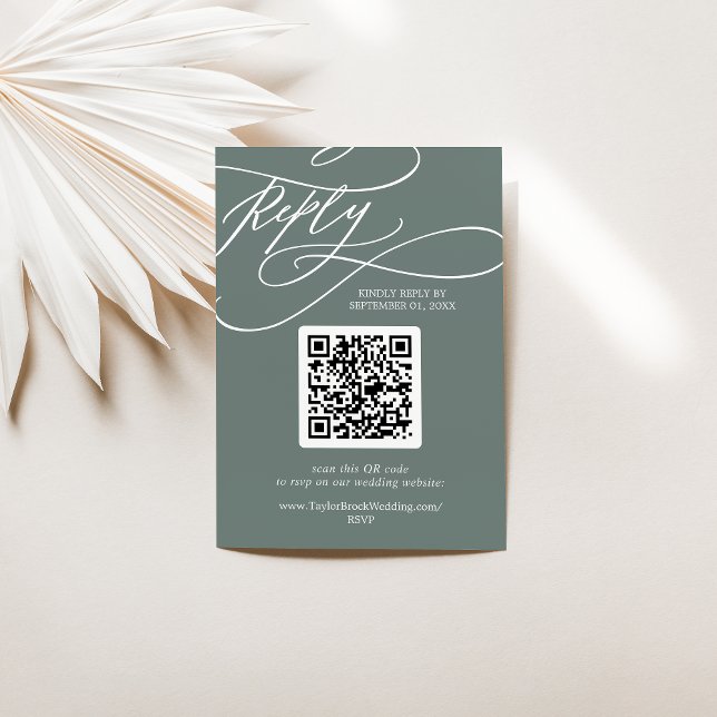 Cartão RSVP Casamento de Destino Verde Tropical do Código QR S (SOPHIA QR Code Tropical Green Destination Wedding RSVP Card)