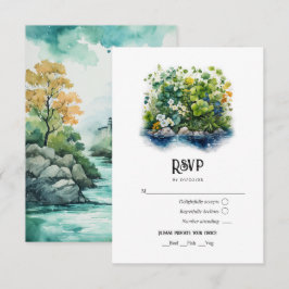 Cartão RSVP Casamento de destino Watercolor Irlanda