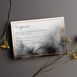 Cartão RSVP Casamento de Dia das Bruxas de Laranja Negro - Cor