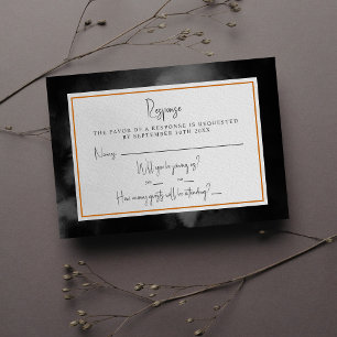 Cartão RSVP Casamento de Dia das Bruxas de Moody Dark