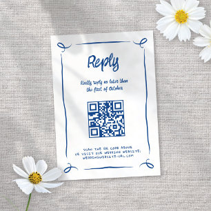 Cartão RSVP Casamento de diversão, desenhado à mão, brilhante 