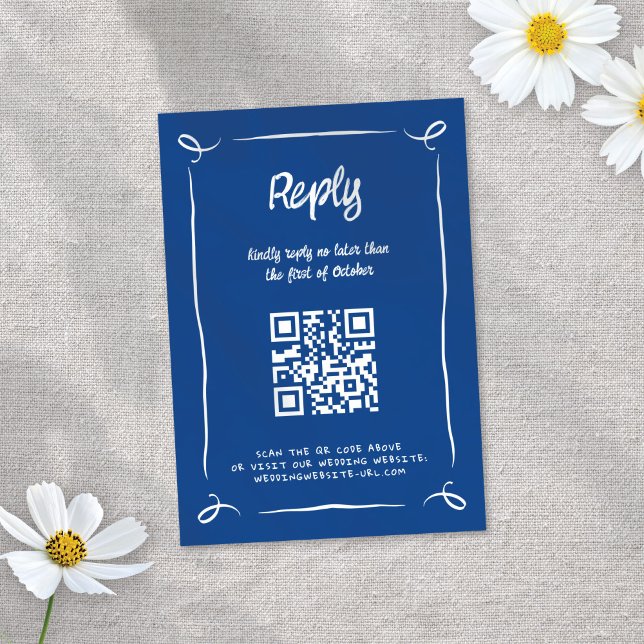 Cartão RSVP Casamento de diversão, desenhado à mão, brilhante  (Criador carregado)