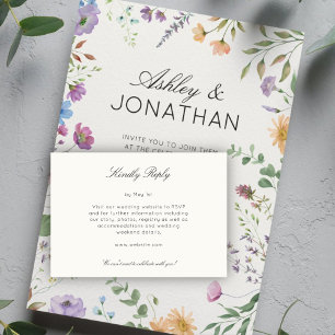 Cartão RSVP Casamento de Divisor Floral Moderno