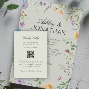 Cartão RSVP Casamento de Divisor Floral Moderno