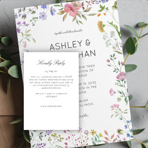 Cartão RSVP Casamento de Divisor Floral Moderno