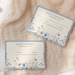 Cartão RSVP Casamento de Dusty Blue Boho Wildflower