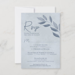 Cartão RSVP Casamento de Dusty Blue Watercolor