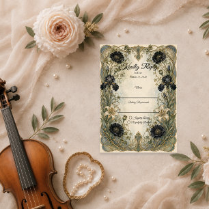Cartão RSVP Casamento de Elegância Botânica Art Nouveau Temper