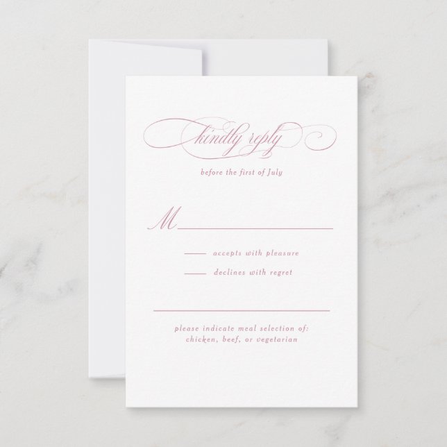 Cartão RSVP Casamento de Elegância de Script Clássico (Frente)