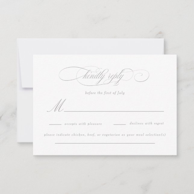 Cartão RSVP Casamento de Elegância de Script Clássico (Frente)