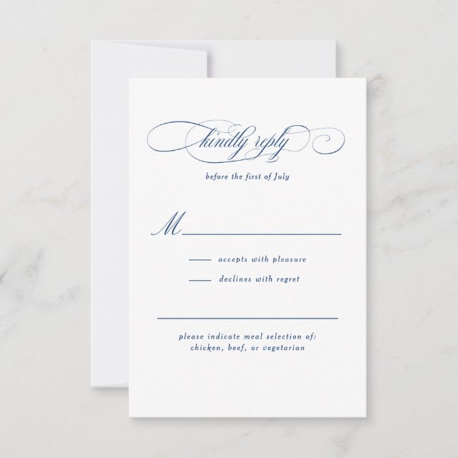 Cartão RSVP Casamento de Elegância de Script Clássico (Frente)