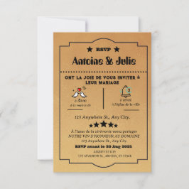 Cartão RSVP casamento de elegância marrom minimalista