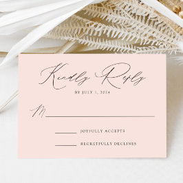 Cartão RSVP Casamento de Elegância Moderna Blush