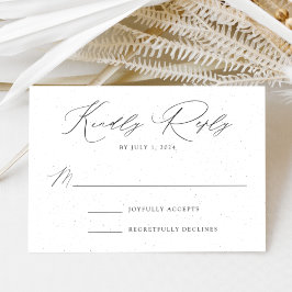 Cartão RSVP Casamento de Elegância Moderna Branca e Negra Espe