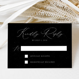 Cartão RSVP Casamento de Elegância Moderna com Pontos Pretos e