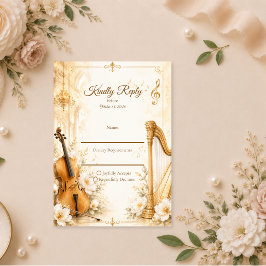 Cartão RSVP Casamento de Elegância Musical Luxuosa