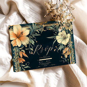 Cartão RSVP Casamento de Elegância Real Vitoriana