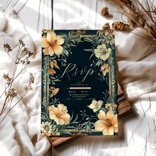 Cartão RSVP Casamento de Elegância Real Vitoriana