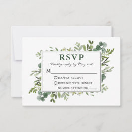 Cartão RSVP Casamento de Elegante Aquarela Verde Botânico